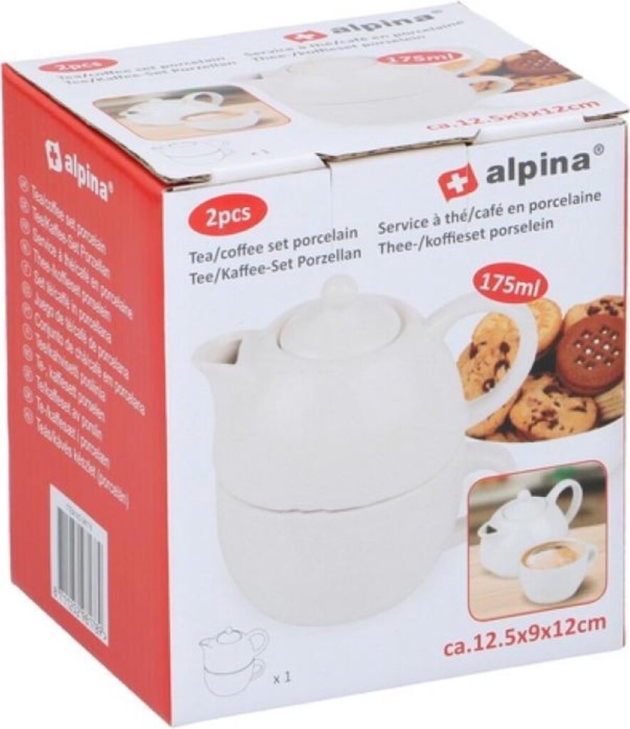 Alpina Tea and Coffee Set 12.5 x 9 cm Porcelain White 2-piece