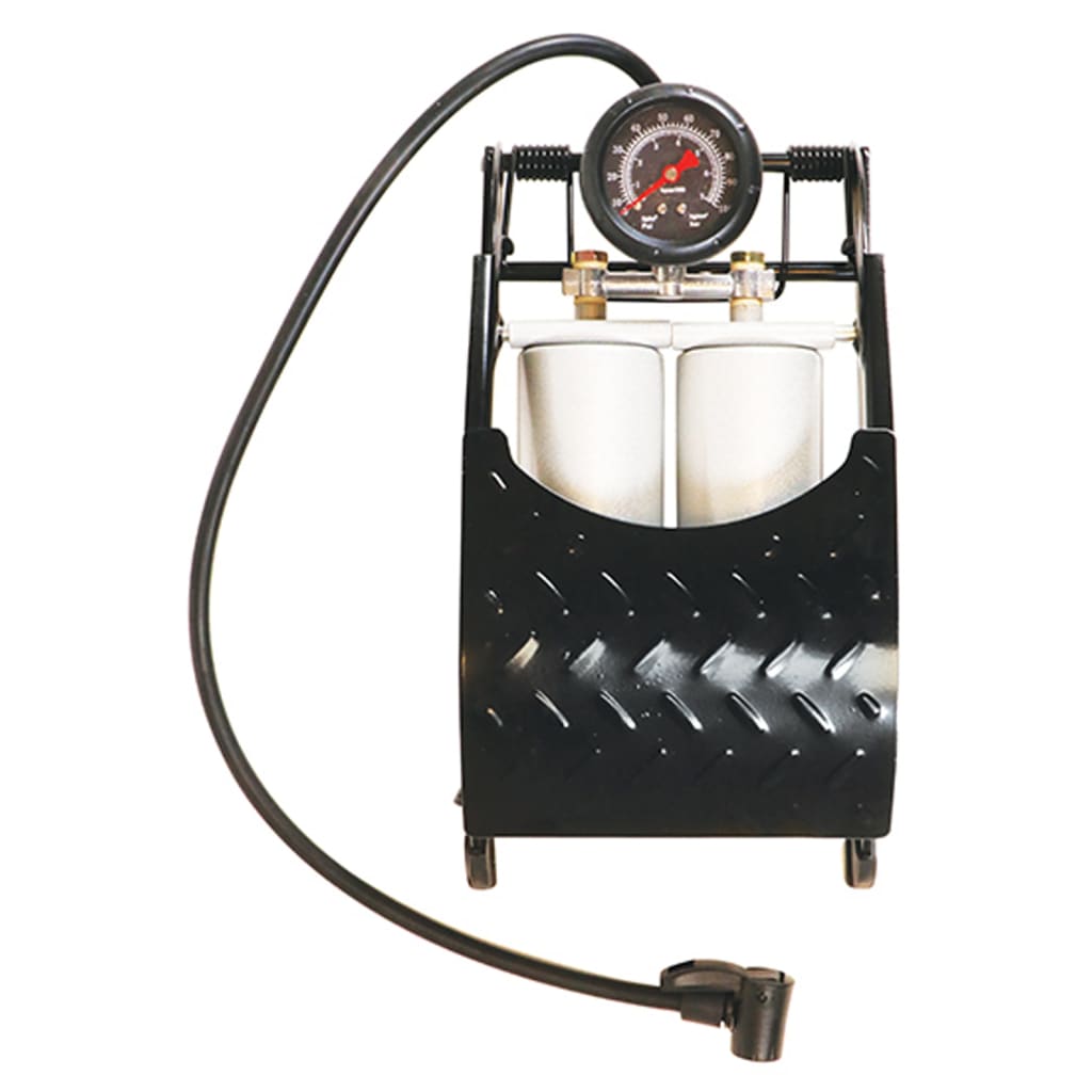 Carpoint Foot pump with pressure gauge Double Premium 7 bar steel black