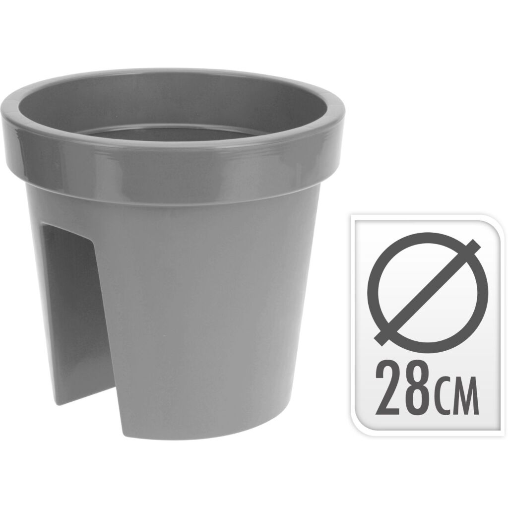 Basic round balcony box 28 cm light gray