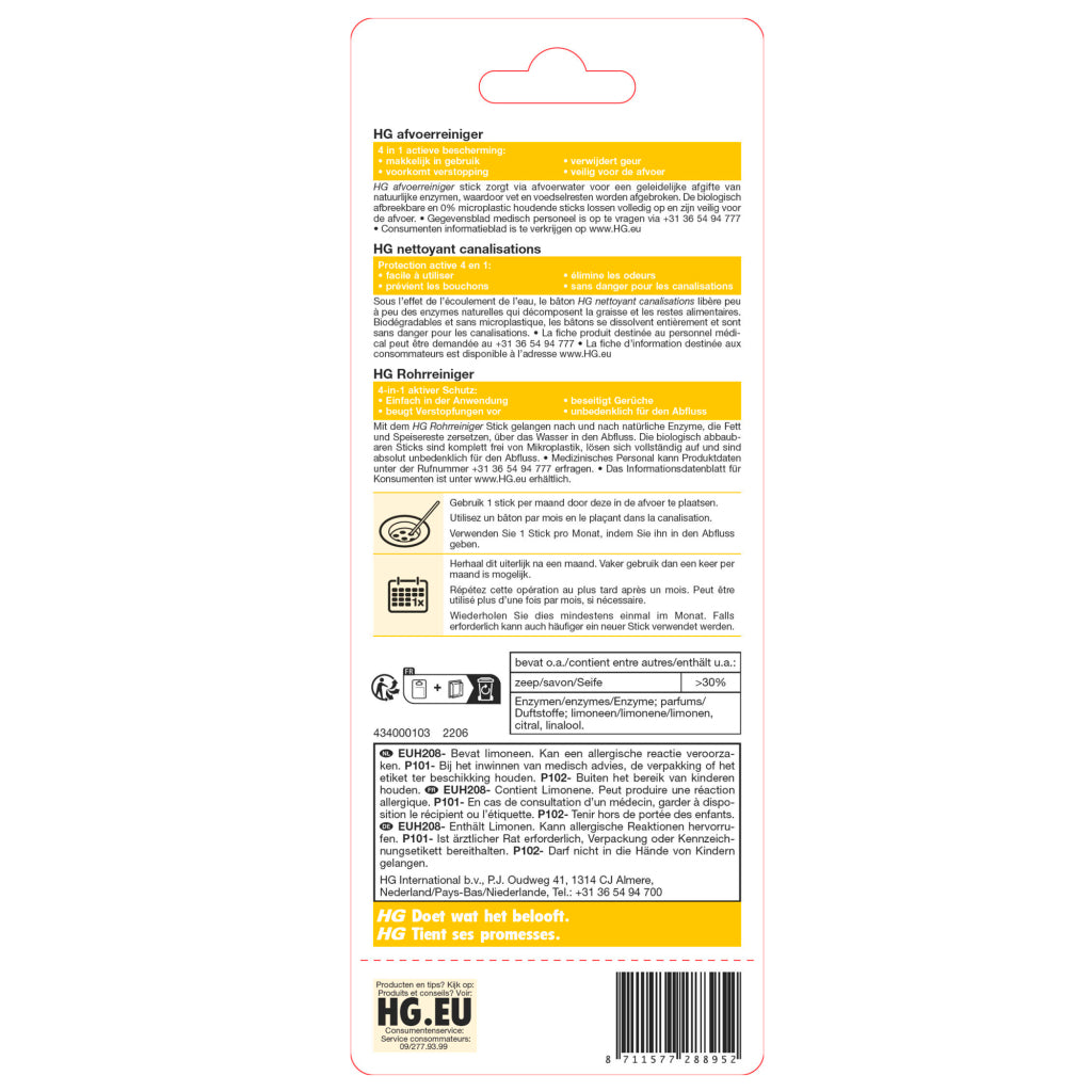 Hg viemäripuhdistimen tikkukortti 6 kpl