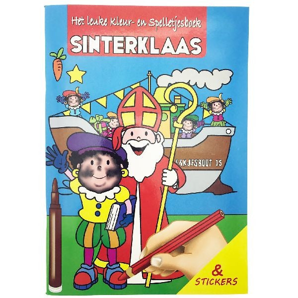 Basic Sinterklaas coloring and games book with stickers A4