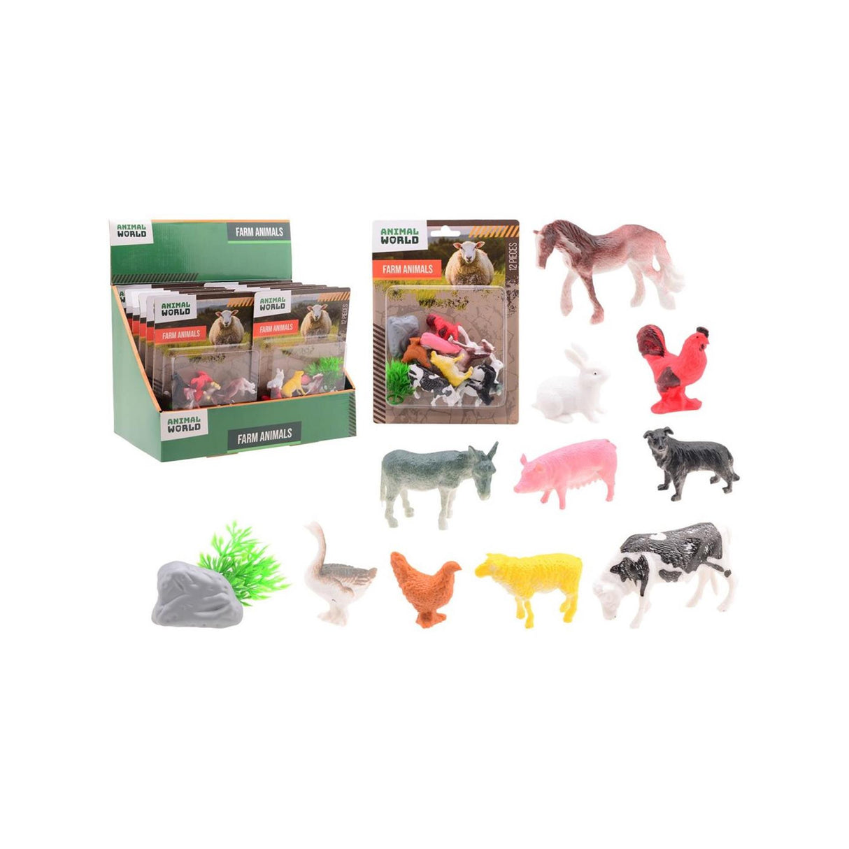 Johntoy animal world - farm animals playset, 12pcs.