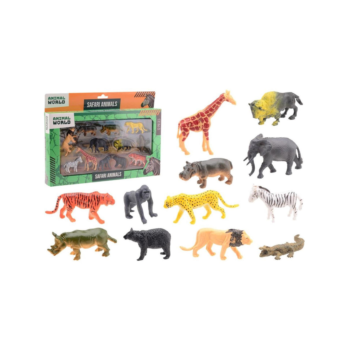 Johntoy animal world - wild animals playset, 12pcs.