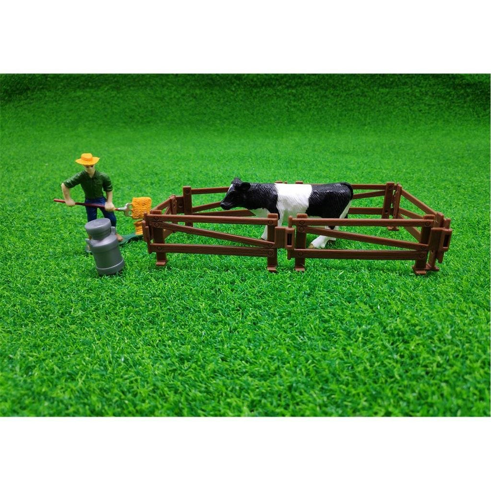Dutch Farm Dutch Farm Farmer with Cow and Fences 9-piece