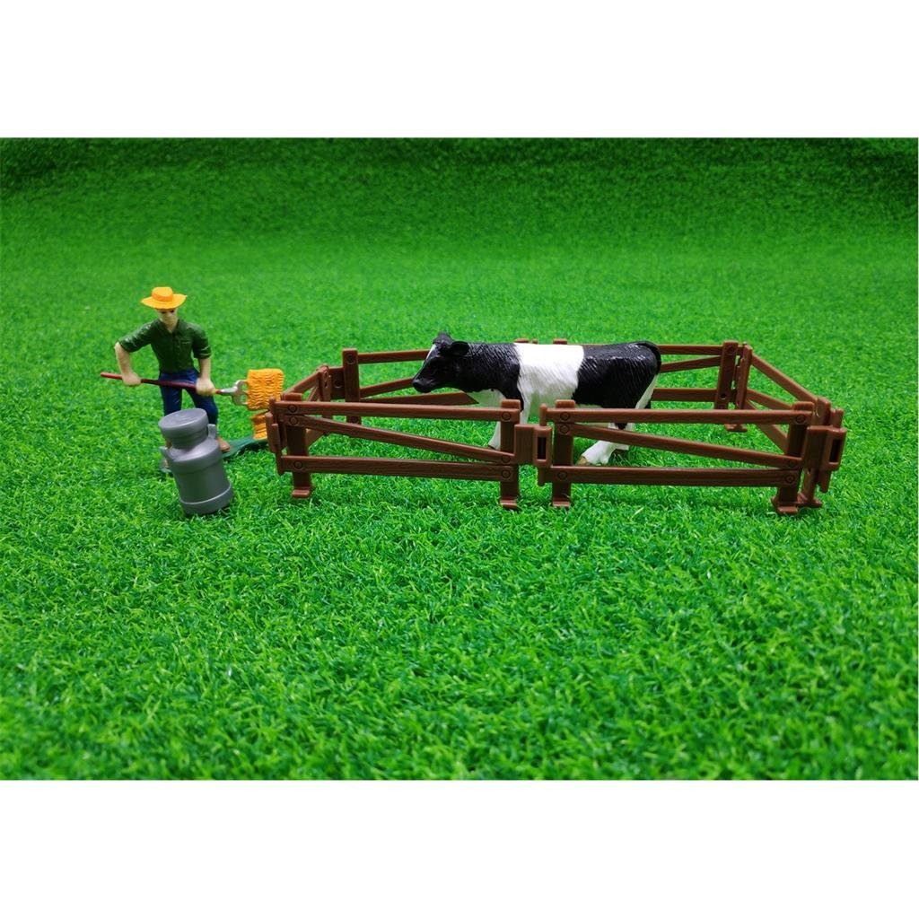 Dutch Farm Dutch Farm Farmer with Cow and Fences 9-piece