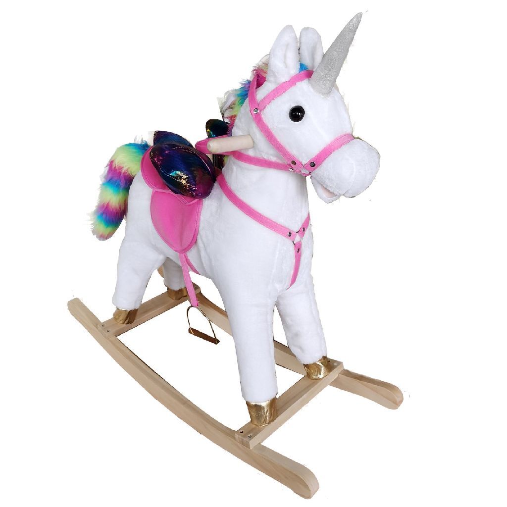 Basic plush unicorn rocking horse with sound 68x29x73 cm