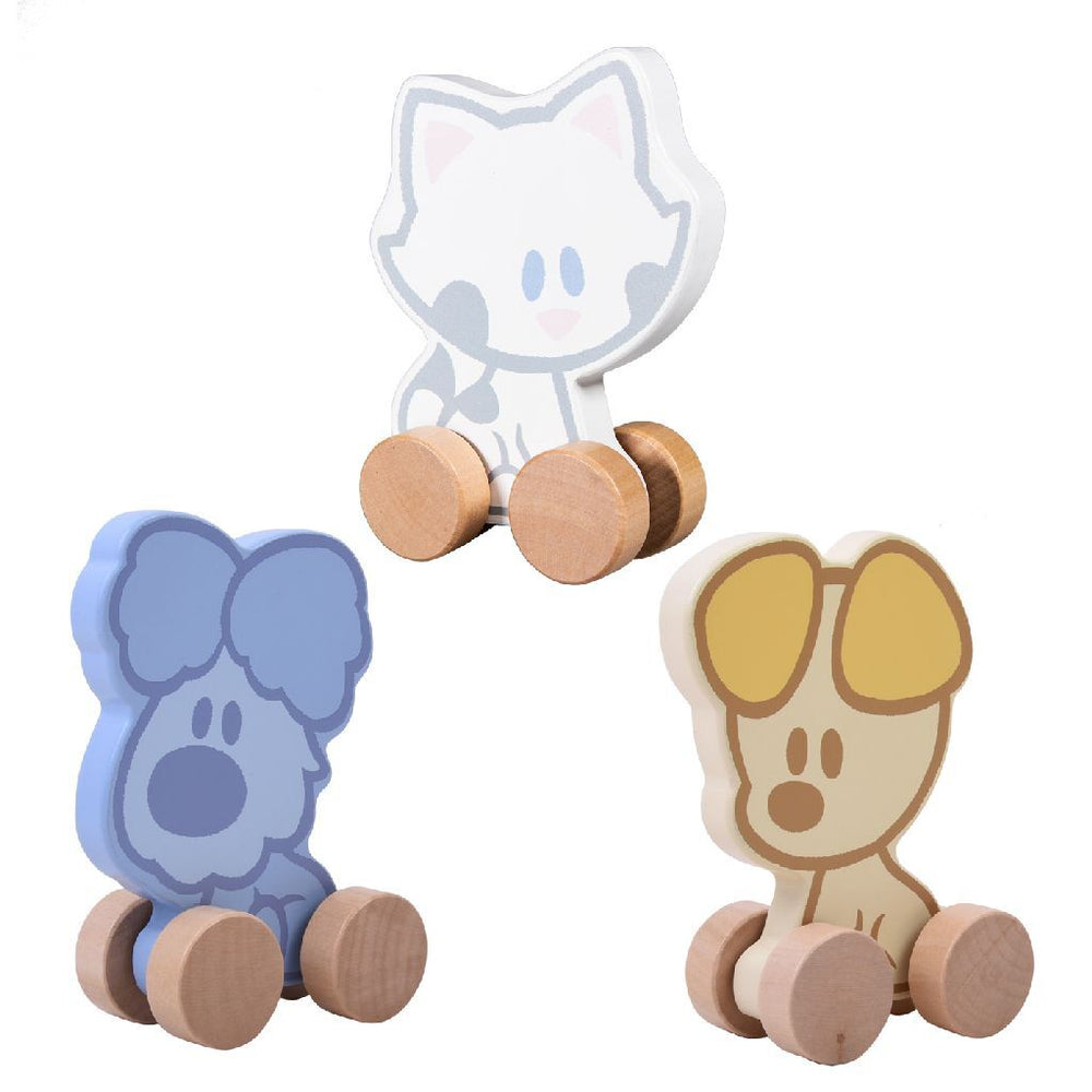 Woezel and pip rubo toys baby wooden wheel figures assorted