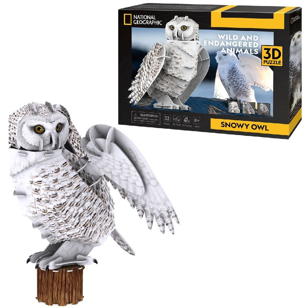 Kubisches lustiges National Geographic 3D-Puzzle Schneeeule, 32 Teile