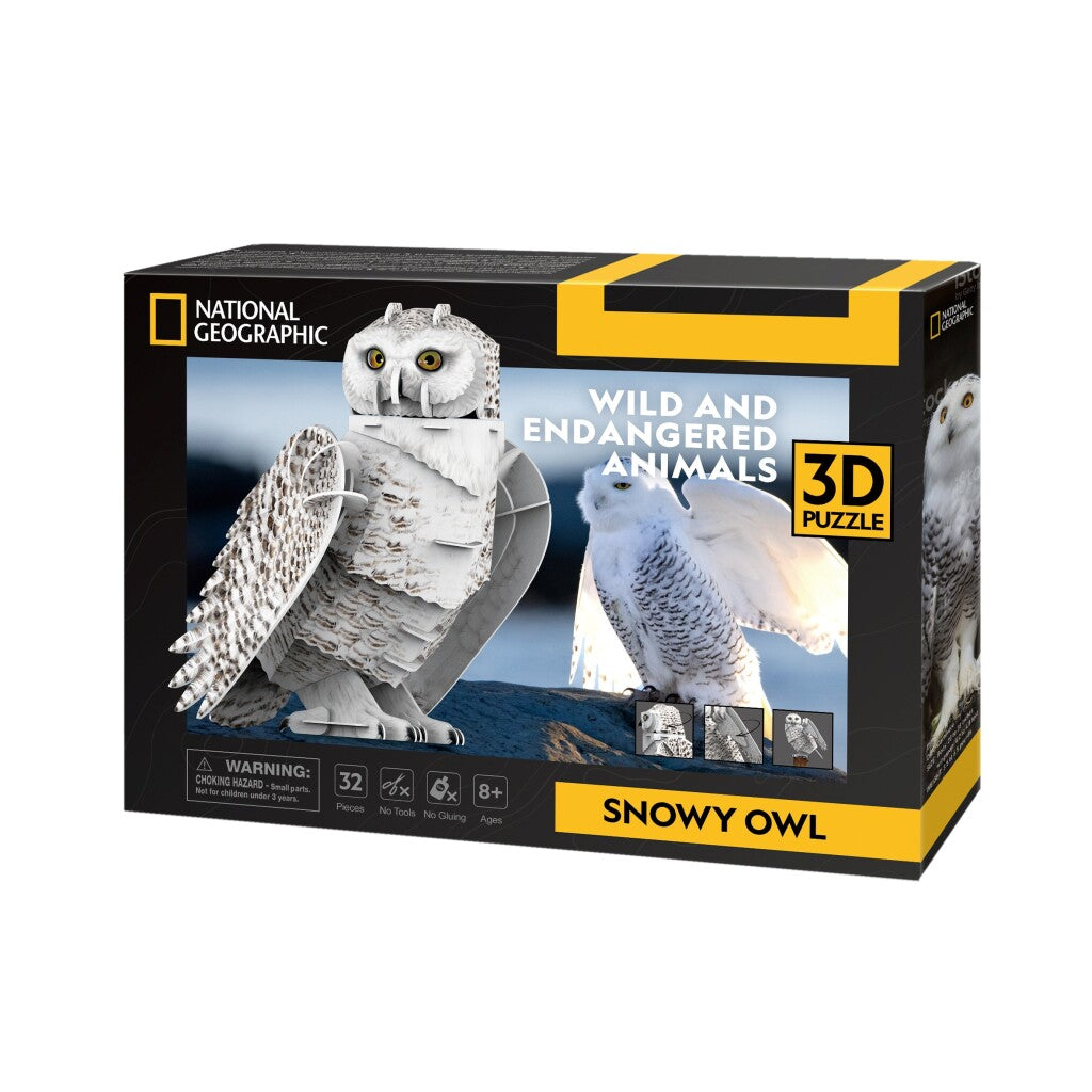 Kubisches lustiges National Geographic 3D-Puzzle Schneeeule, 32 Teile