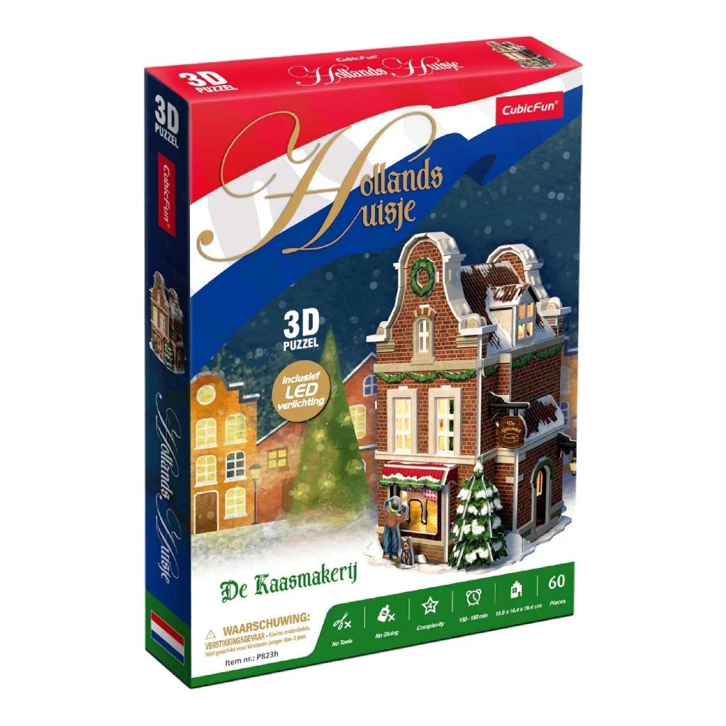 Cubic fun 3D puzzle Dutch house winter cheese shop + light 60 pieces