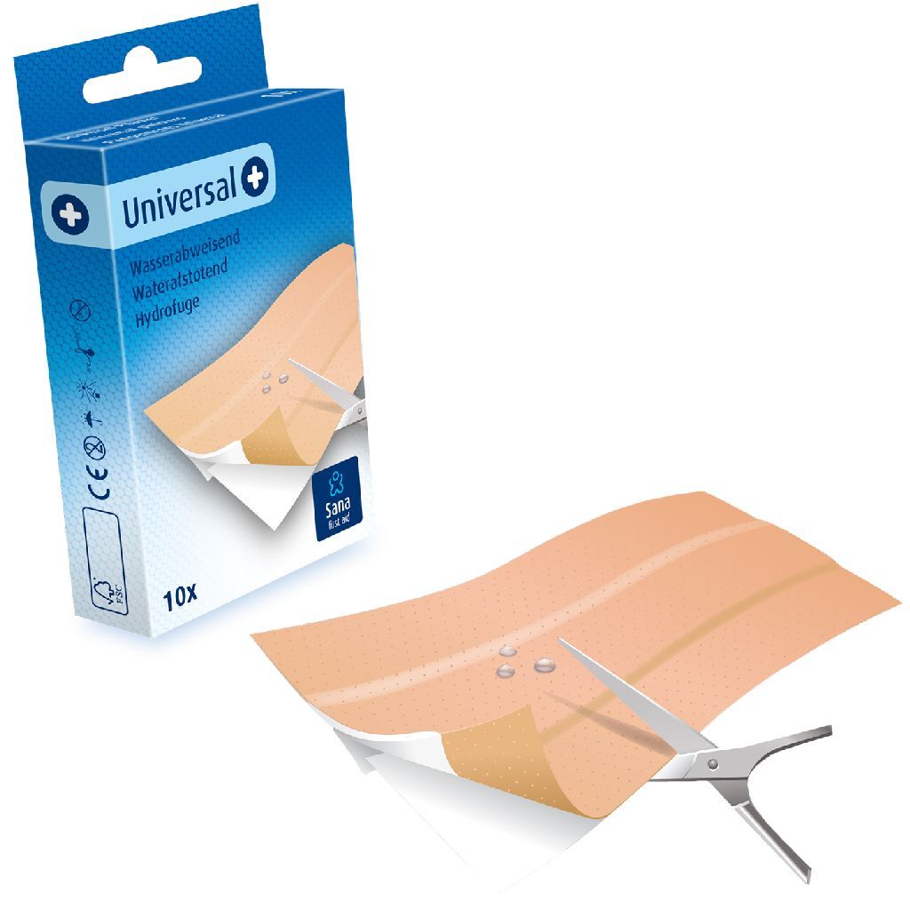 Sana Erste Hilfe Universal wasserabweisende PE-Pflaster 10 Stück