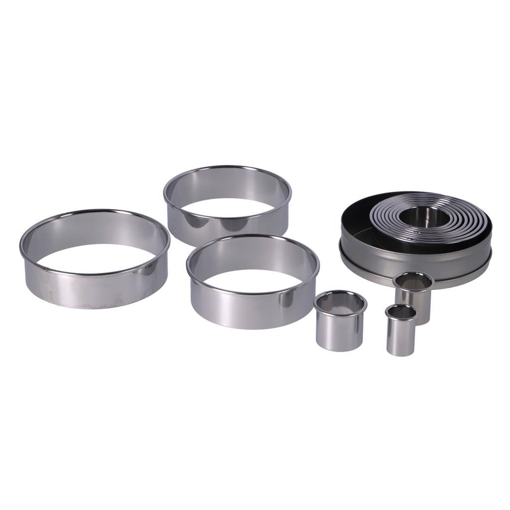 Patisse round cookie cutters in tin 14-piece stainless steel