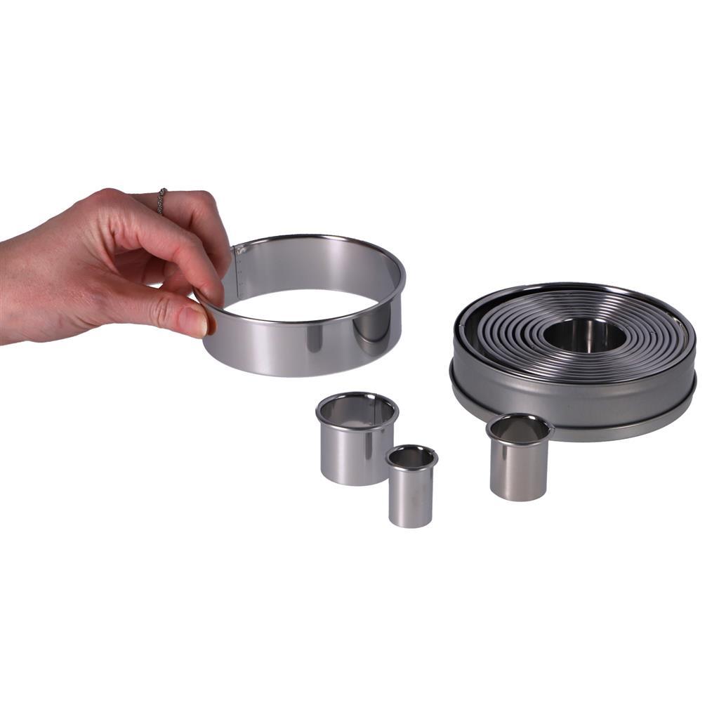 Patisse round cookie cutters in tin 14-piece stainless steel