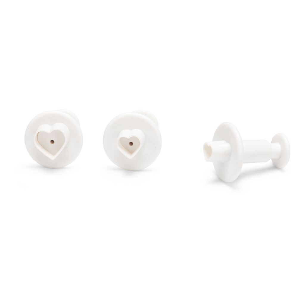 Patisse heart cookie cutters with pusher, 3-piece, white
