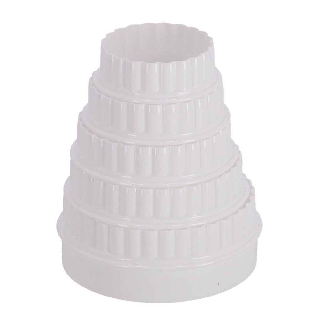 Patisse uitsteekvormen rond gekarteld 5-delig wit