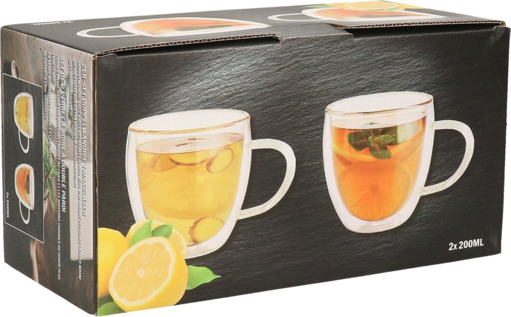 Bar essentials double paroi lot de 2 avec anse 200 ml