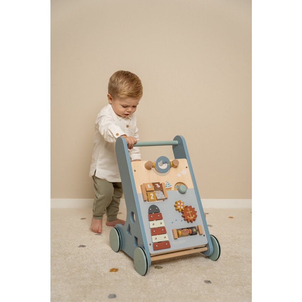 Lille hollandske træ baby walker Sailors Bay Blue Blue