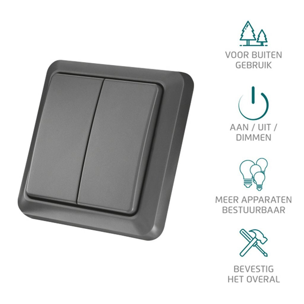 KlikAanKlikUit Lasc balla dúbailte gan sreang le haghaidh lasmuigh