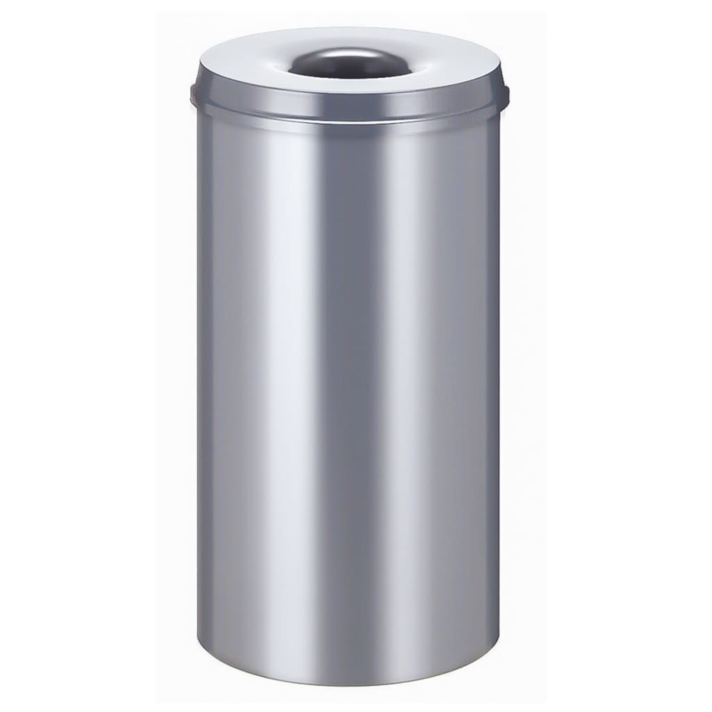 V-part v-part self-extinguishing waste bin 50 l silver