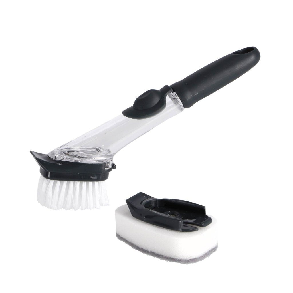 Overige merken aqua laser afwasborstel met dispenser + schuurspons zwart wit