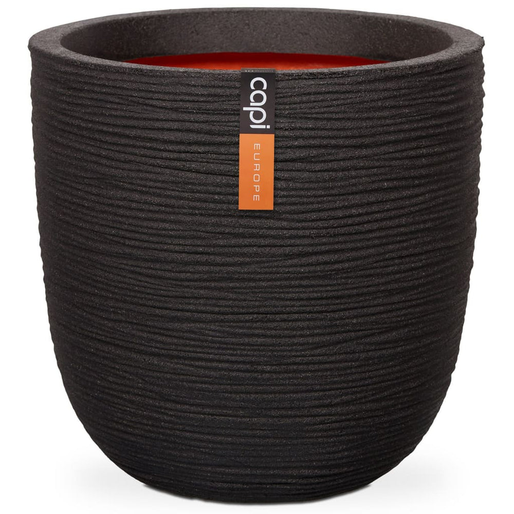 Capi Flowerpot Nature Rib 35x34 cm Black Kblr932