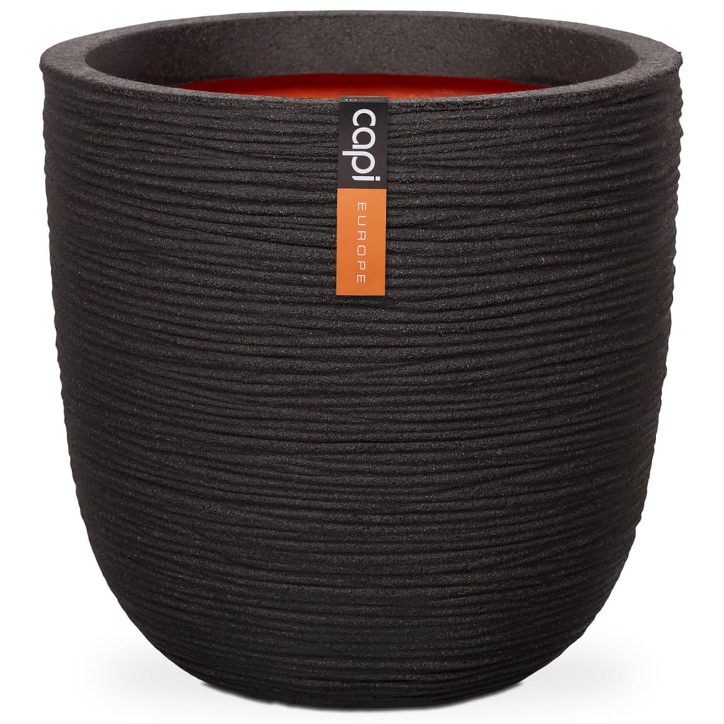 Capi Flowerpot Nature Rib 35x34 cm Black Kblr932