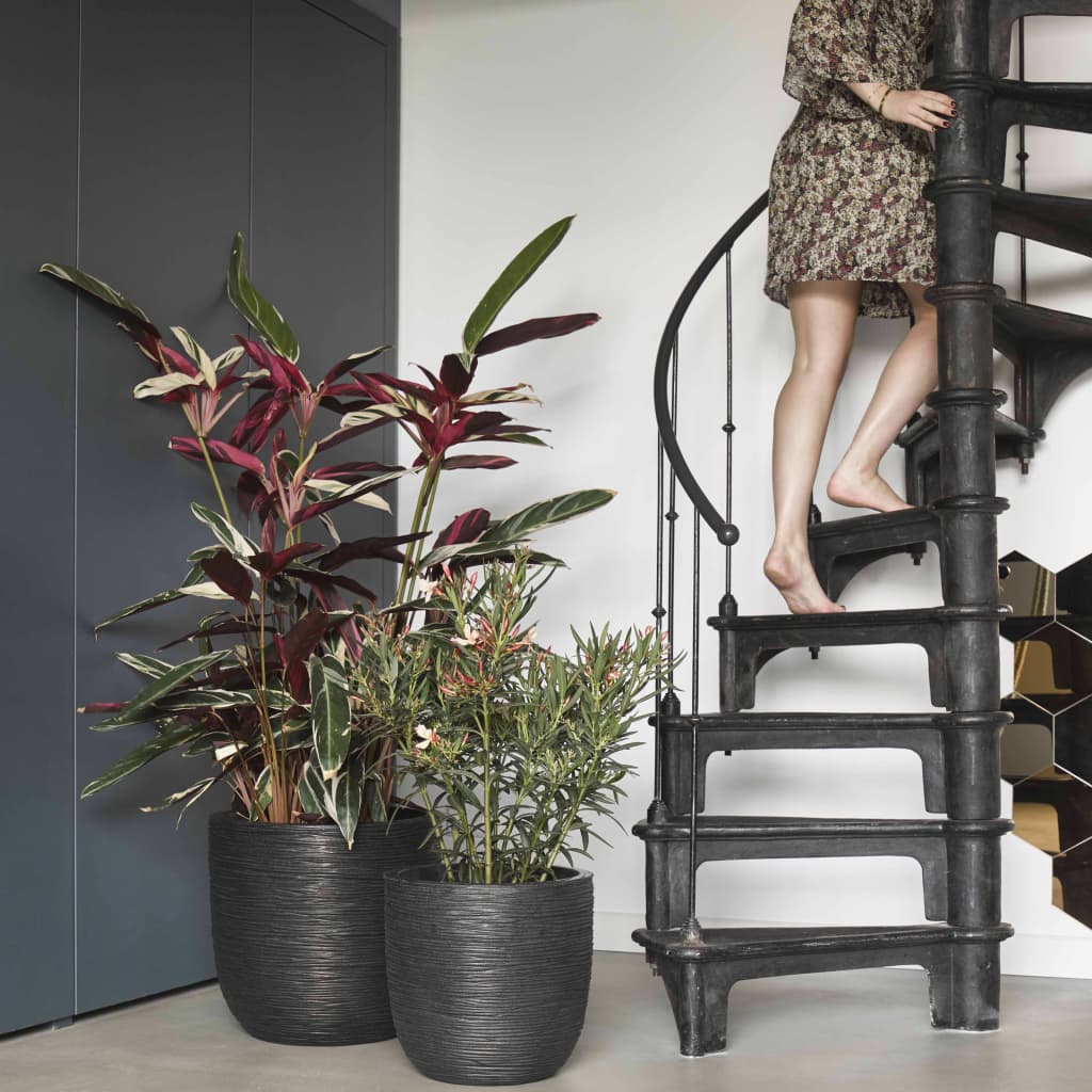 Capi Flowerpot Nature Rib 35x34 cm Black Kblr932