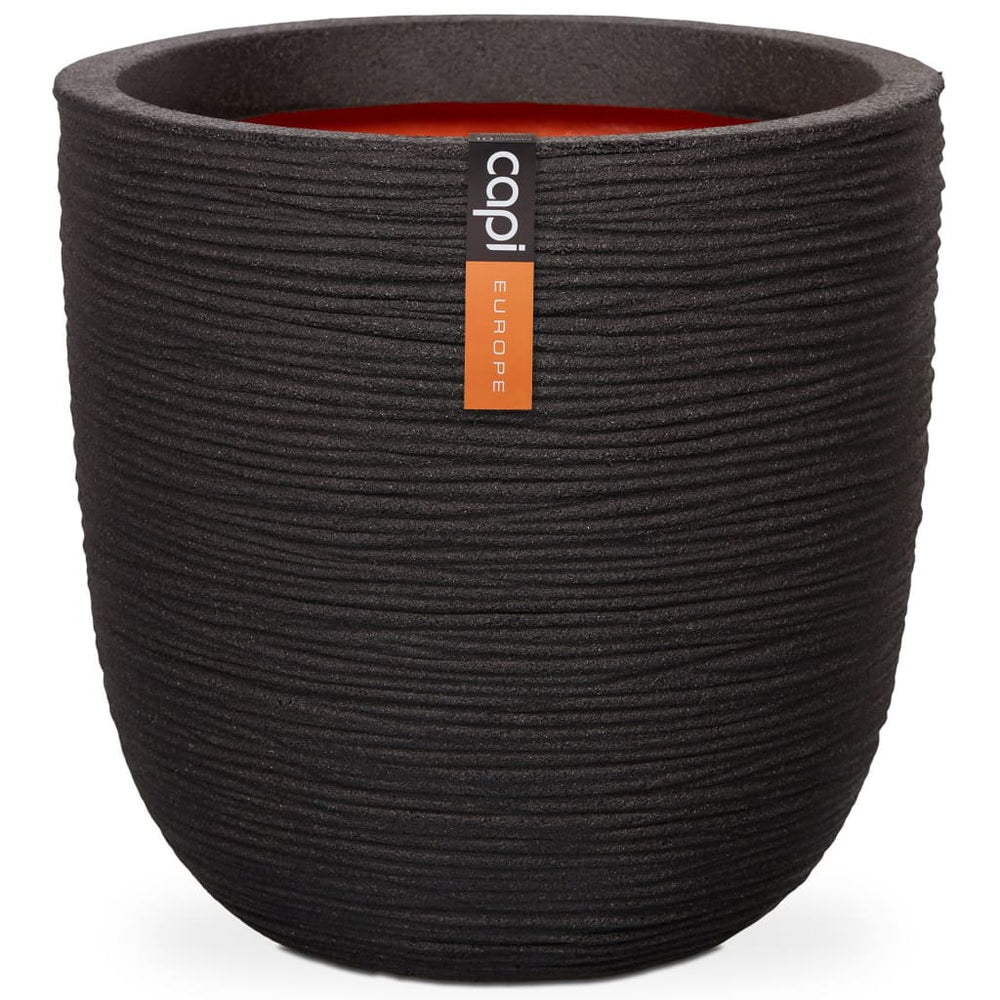 Capi Flowerpot Nature Rib 43x41 cm Black Kblr933