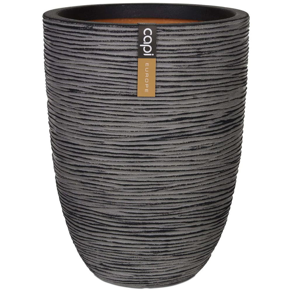 Capi Flowerpot Nature Rib Eleganckie niskie 36x47 cm antracyt KOFZ782