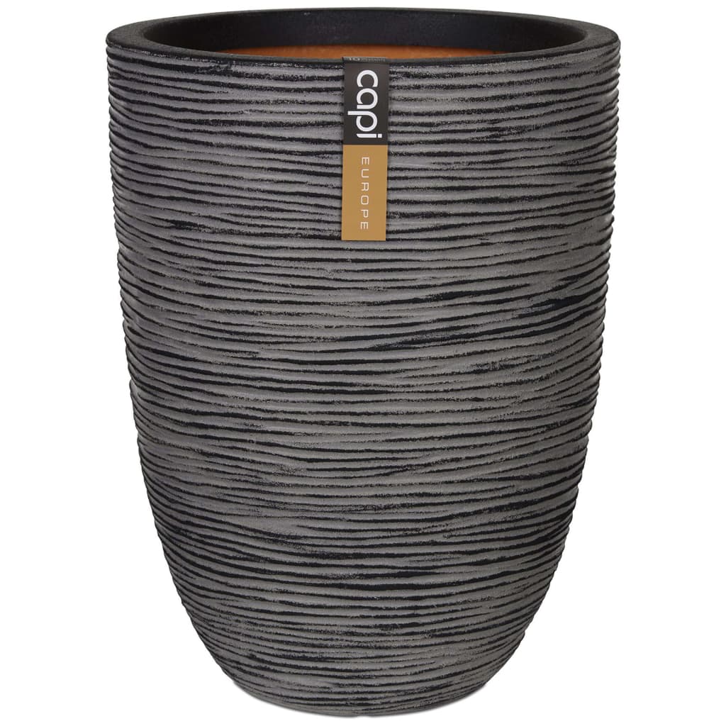 Capi Flowerpot Nature Rib Eleganckie niskie 36x47 cm antracyt KOFZ782