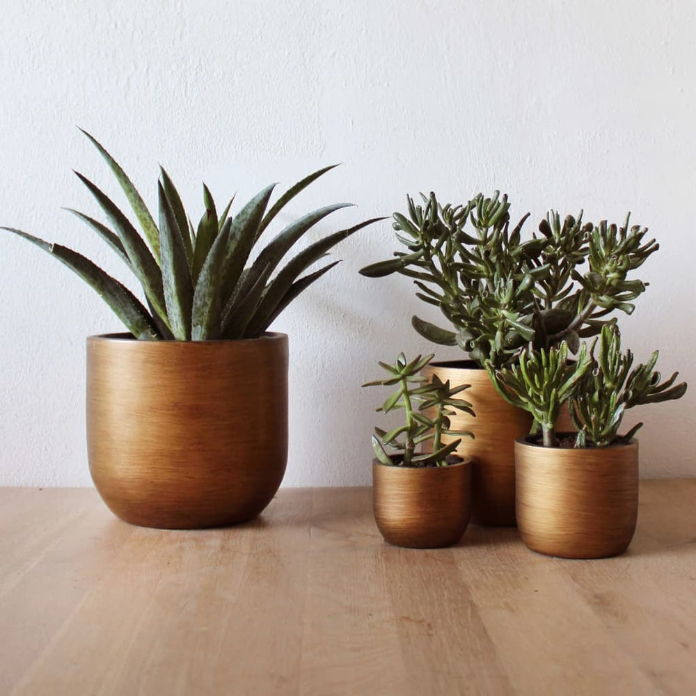Capi 4-piece flower pot set lux retro gold-colored
