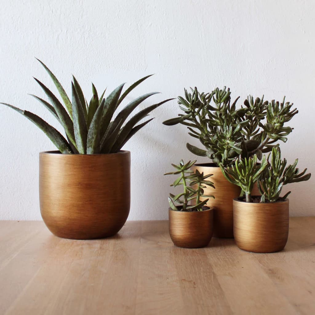 Capi 4-piece flower pot set lux retro gold-colored
