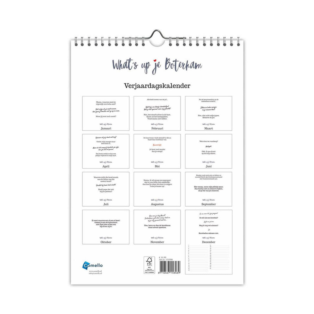 Comello Gebuertsdagskalenner wat ass Äre Sandwich