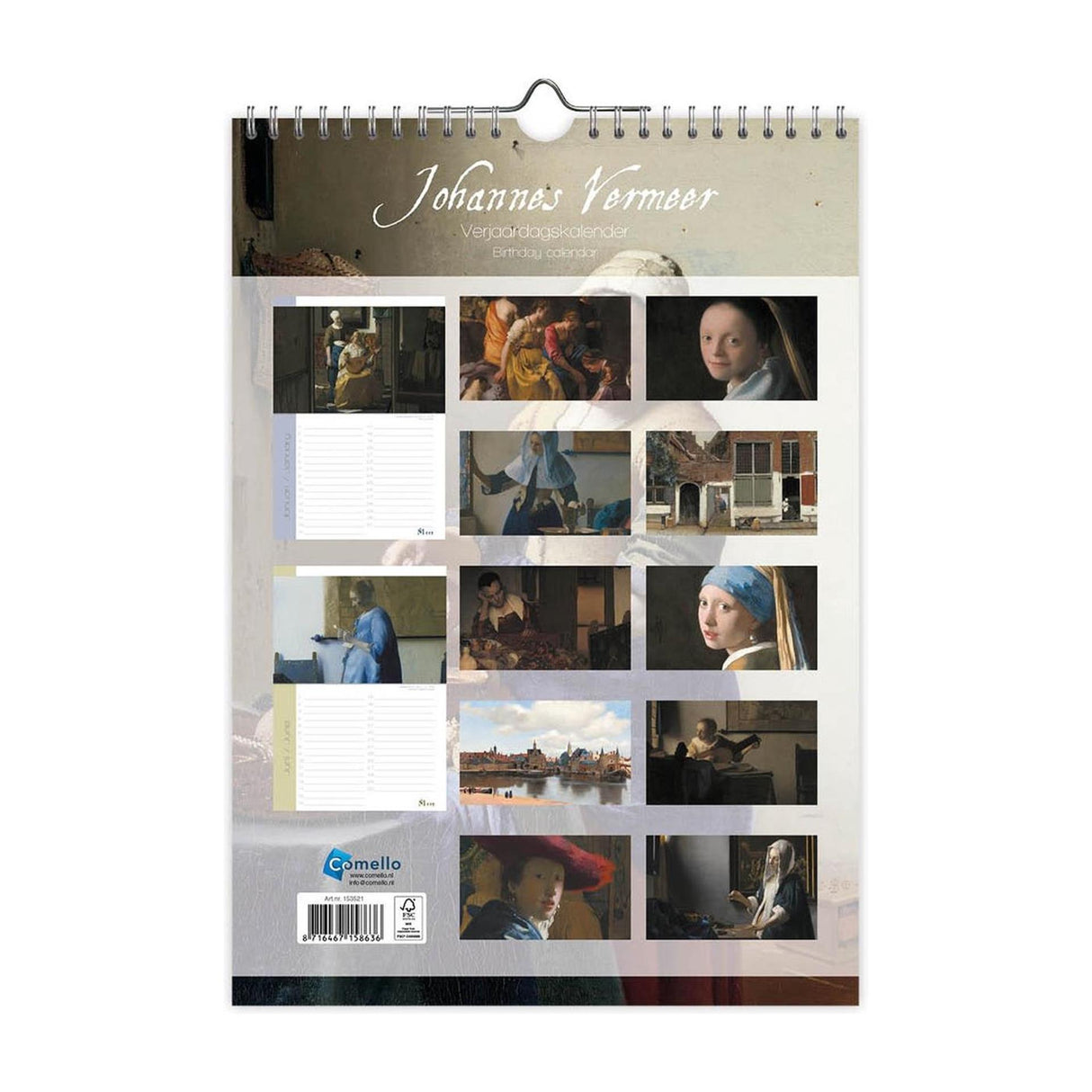 Comello Gebuertsdagskalenner johannes vermeer a4