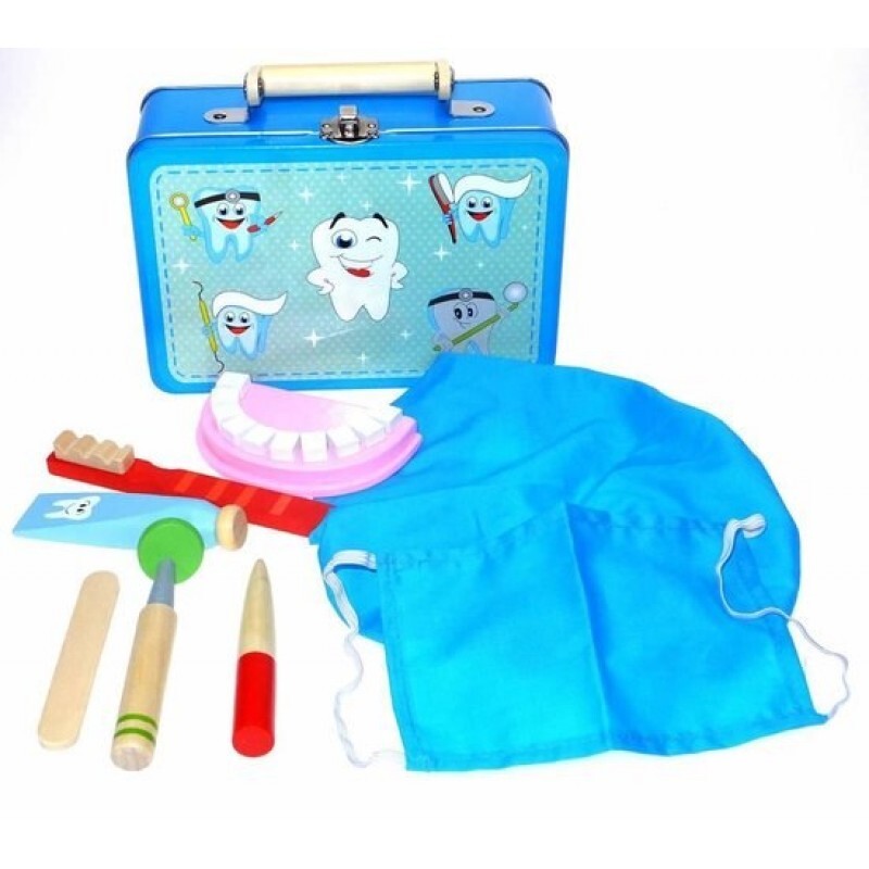 Simply for kids 35952 houten tandartsset in blikken koffertje