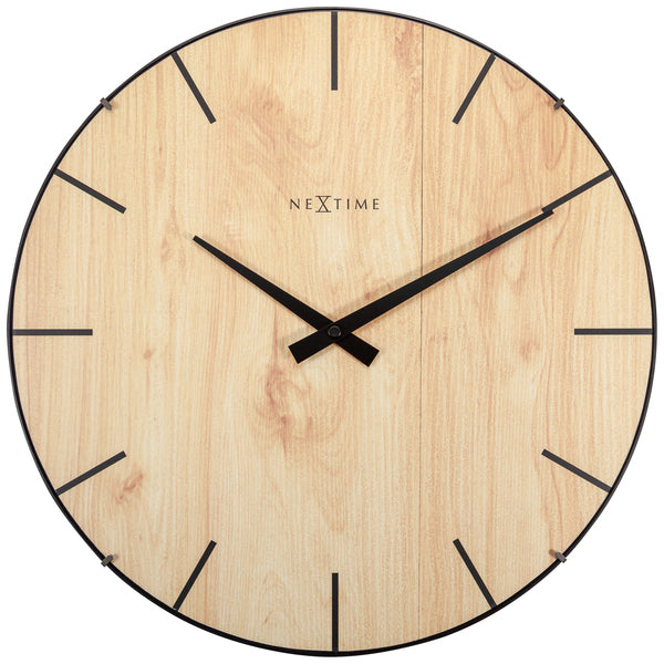 Nexttime ne-3249 wall clock edge-wood-dome dia 35cm plastic light brown