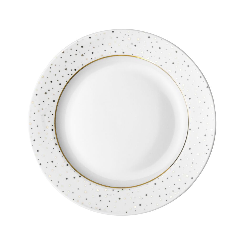 Niederländischer Rosenteller flach 21 cm mit Glitzer