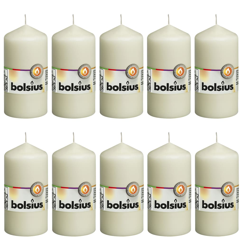 Bolsius Bolsius Pillar Candles 10 pcs 120x58 mm ivory