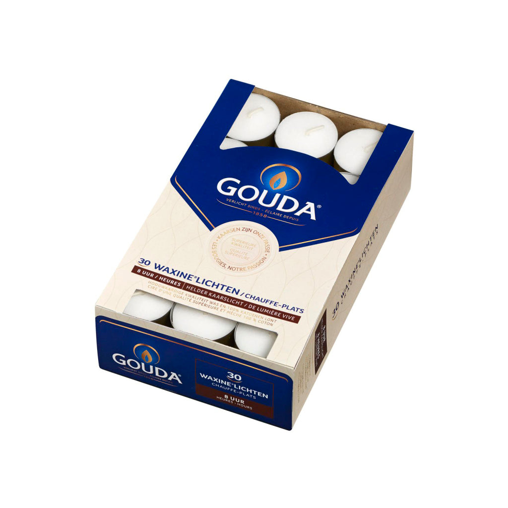 Gouda tea lights 30 pieces, 8 burning hours, white