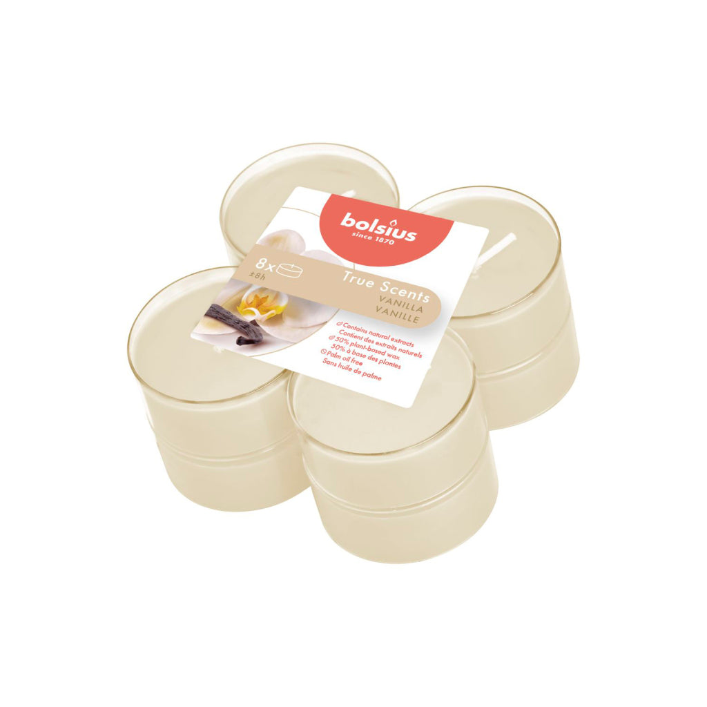 Bolsius maxi luces aromas verdaderos vainilla 8 piezas