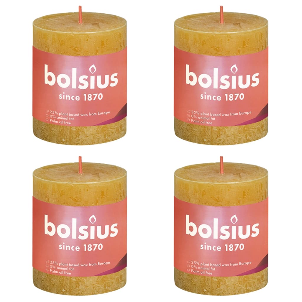 Bolsius Bolsius Stollen Shine 4 st rustikální 80x68 mm med žlutá