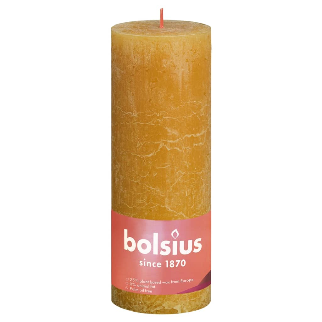 Bolsius Bolsius Pillar Candles Shine 4 pcs rustic 190x68 mm honey yellow