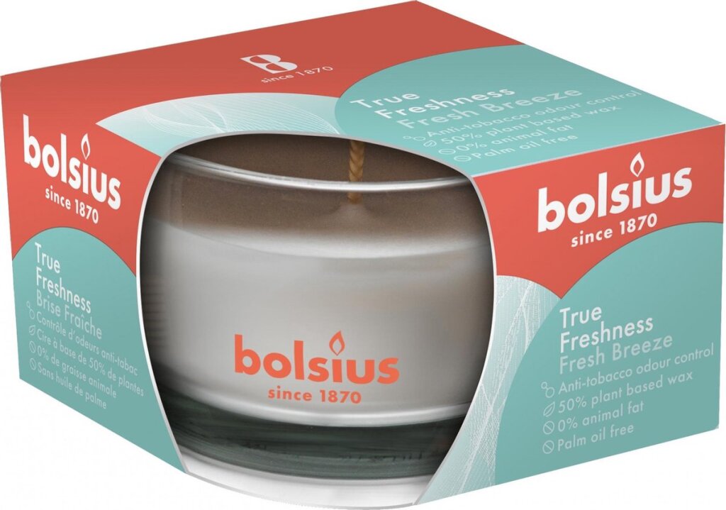 Bolsius scented candle true freshness fresh breeze 8 cm glass decoration atmosphere candle