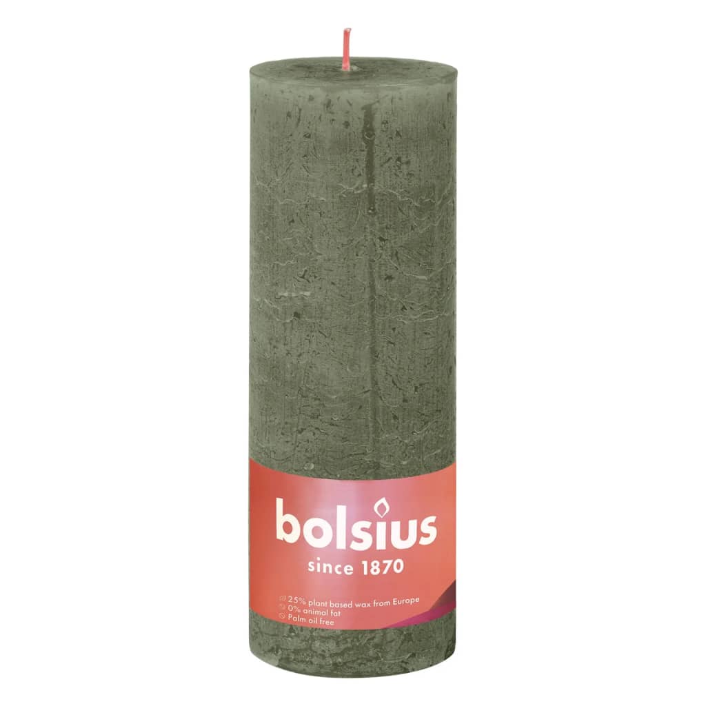 Bolsius Bolsius Stollen Shine 4 St Rustic 190x68 mm sveže oljčno obarvano