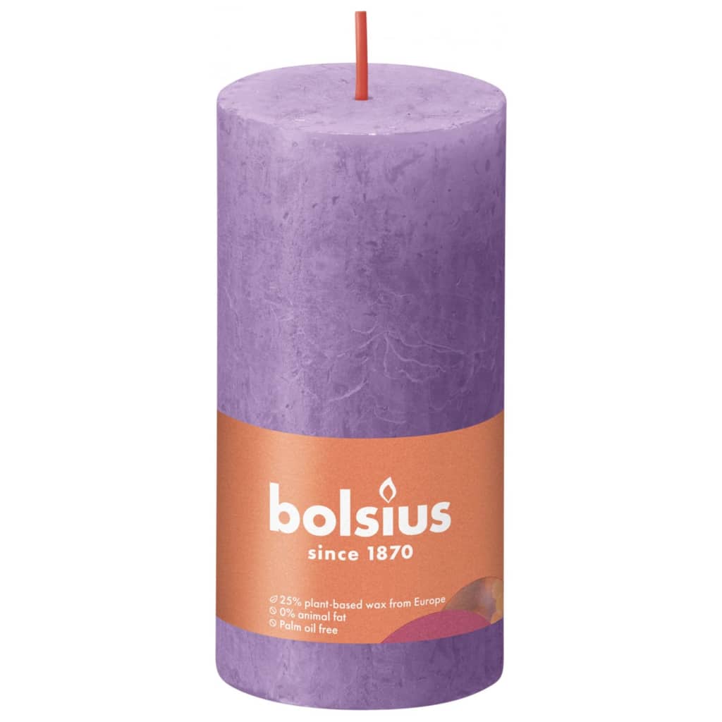 Bolsius Bolsius Pillar Candles Shine 8 pcs rustic 100x50 mm vibrant violet
