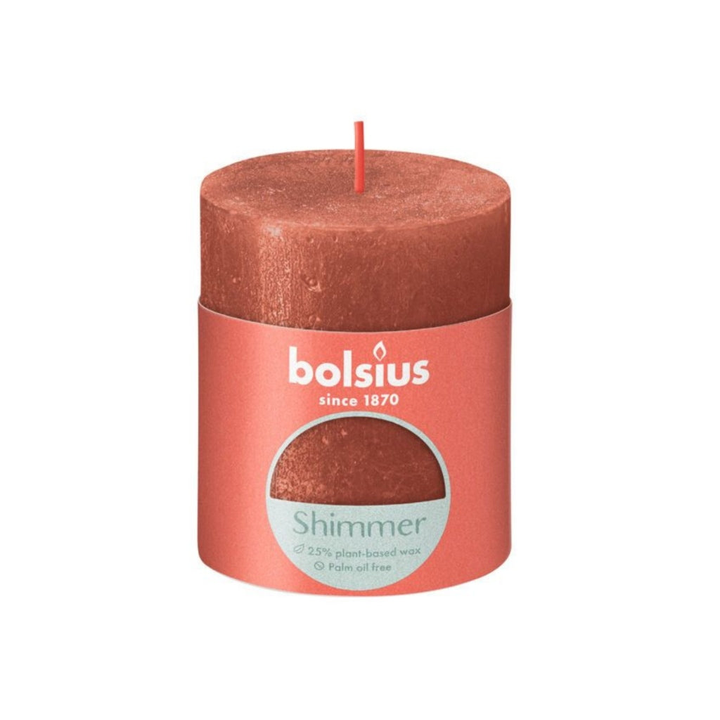 Bolsius rustic pillar candle 8x6.8 cm shimmer amber