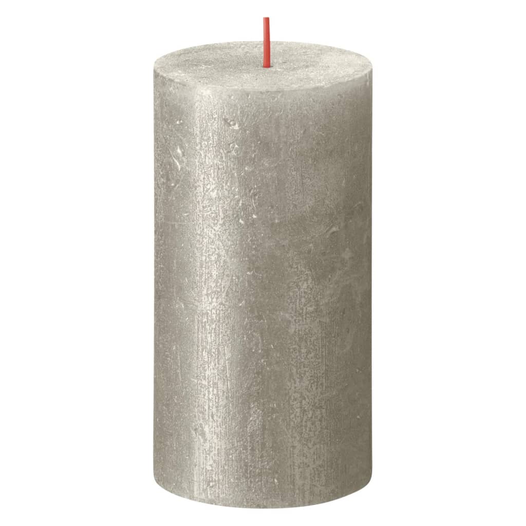 Bolsius Bolsius Pillar Candles Shimmer 4 pcs rustic 130x68 mm champagne-colored