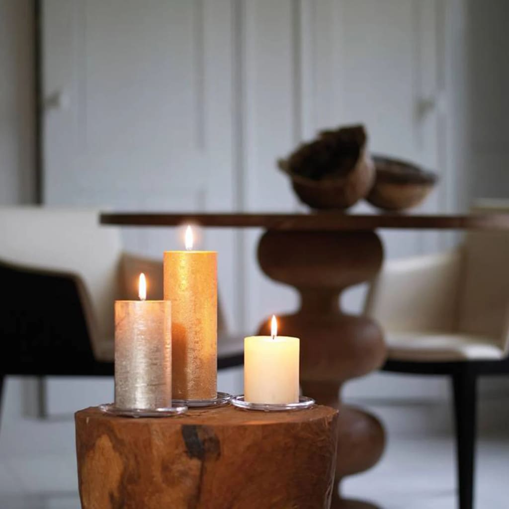 Bolsius Bolsius Pillar Candles Shimmer 4 pcs rustic 130x68 mm champagne-colored