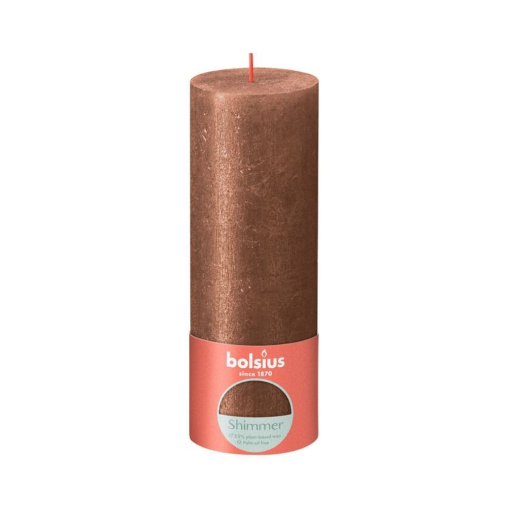 Bolsius rustic pillar candle 19x6.8 cm shimmer copper