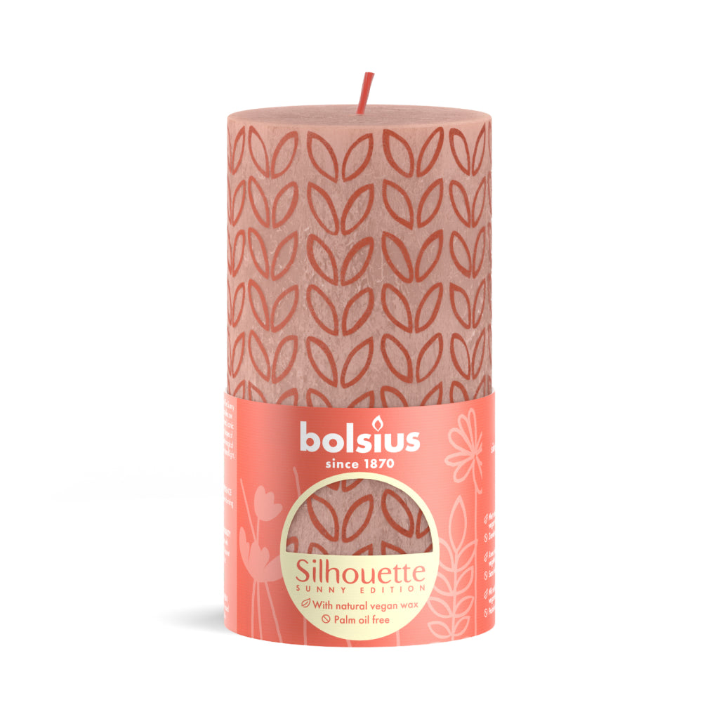 Nessun marchio Bolsius Stub Candle Silhouette Misty Pink con stampa 130x68 mm